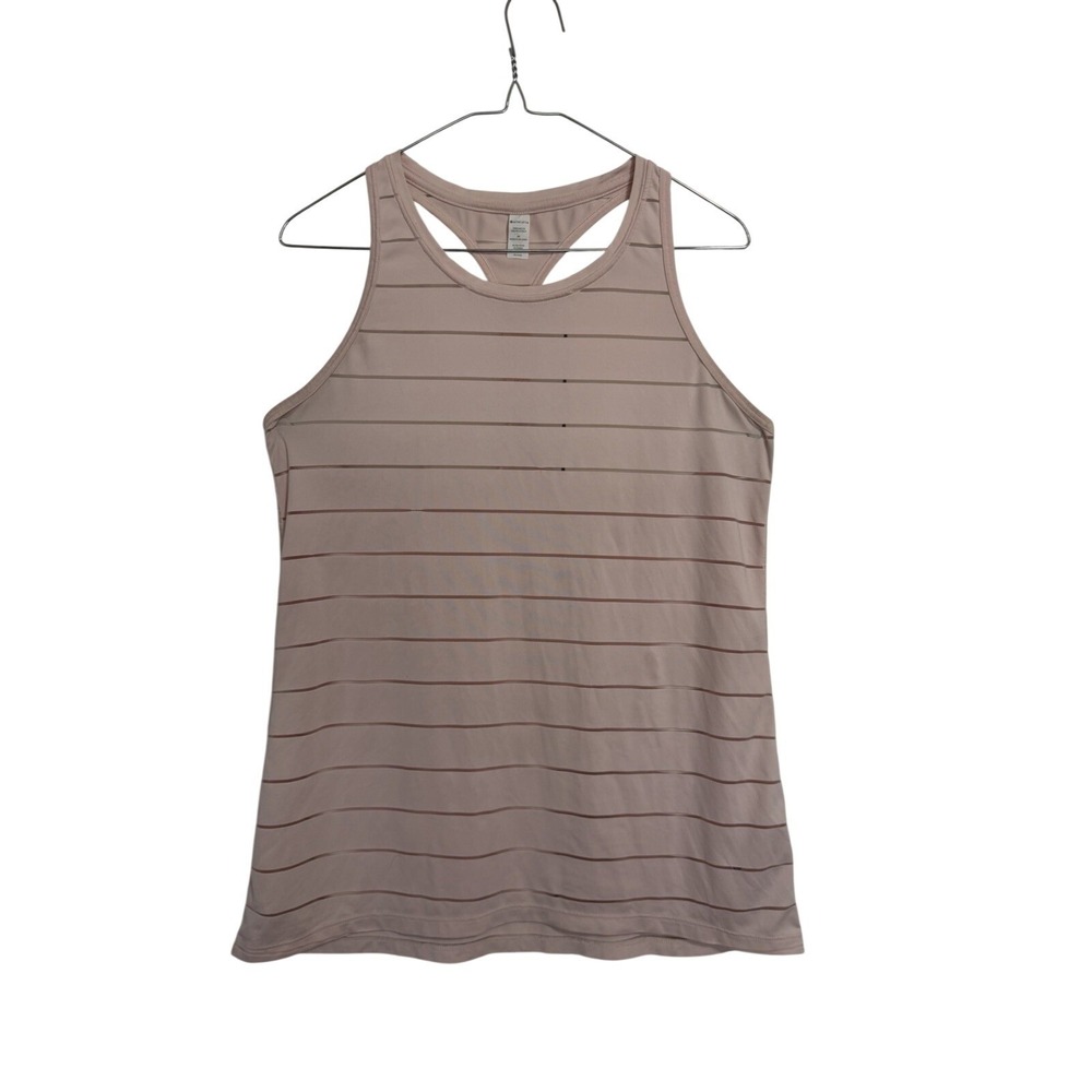 Athleta Pink Striped Mesh Racerback Activewear Tank Top Womens Medium RN 54023